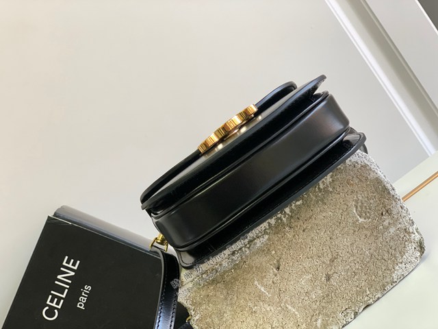 Celine專櫃23早春新品Mini Besace凱旋門包 199273 賽琳凱旋門黑金mini馬鞍包 sldj2366